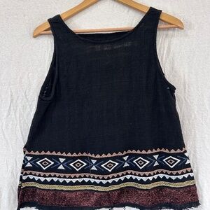 Black linen tank with embellishments. Ellison